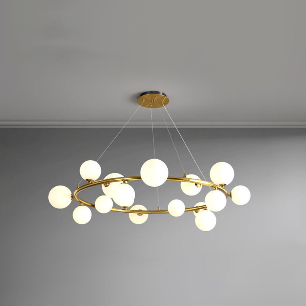 Valentina Modern Glass Globe Ring Chandelier, Gold/Black - Neutralighting