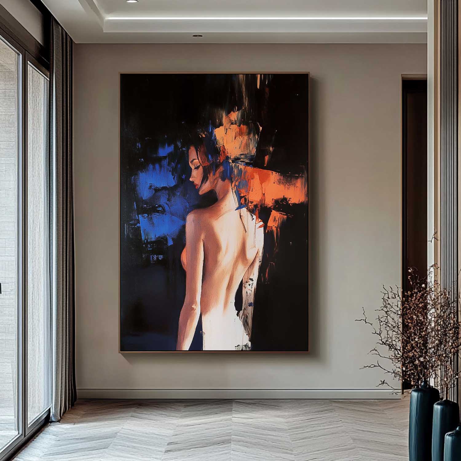 Wall Art People Blue Orange Color Block Sexy