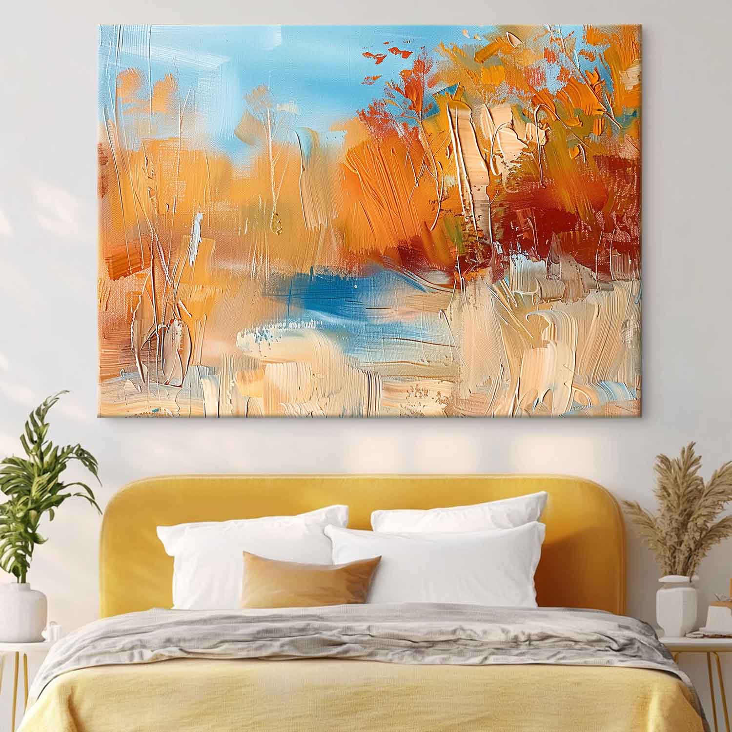 Wall Art Abstract Decor Landscape Impasto Autumn