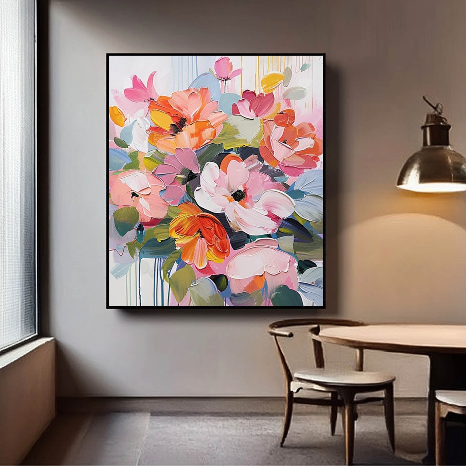 Rich‑Hue Textured Spring Floral Wall Art