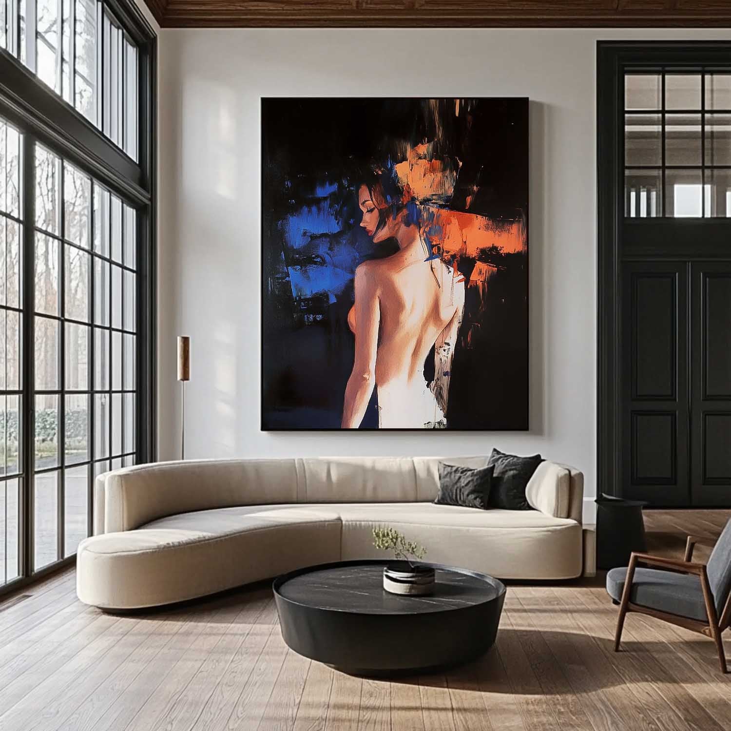 Wall Art People Blue Orange Color Block Sexy