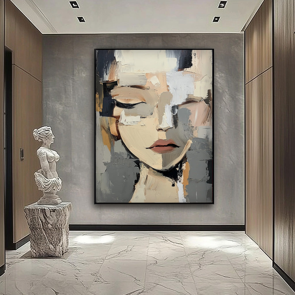 Wall Art Abstract Closed Eye Female Portrait