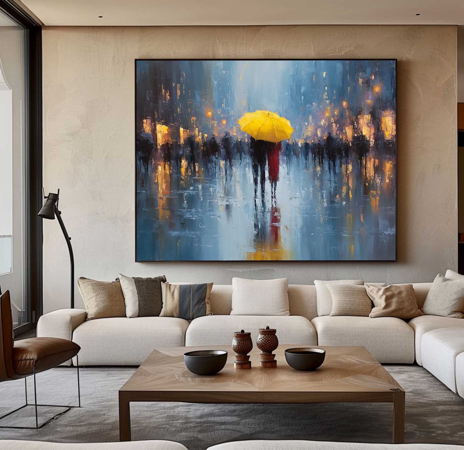 Wall Art People Poignant Romantic Rainy City