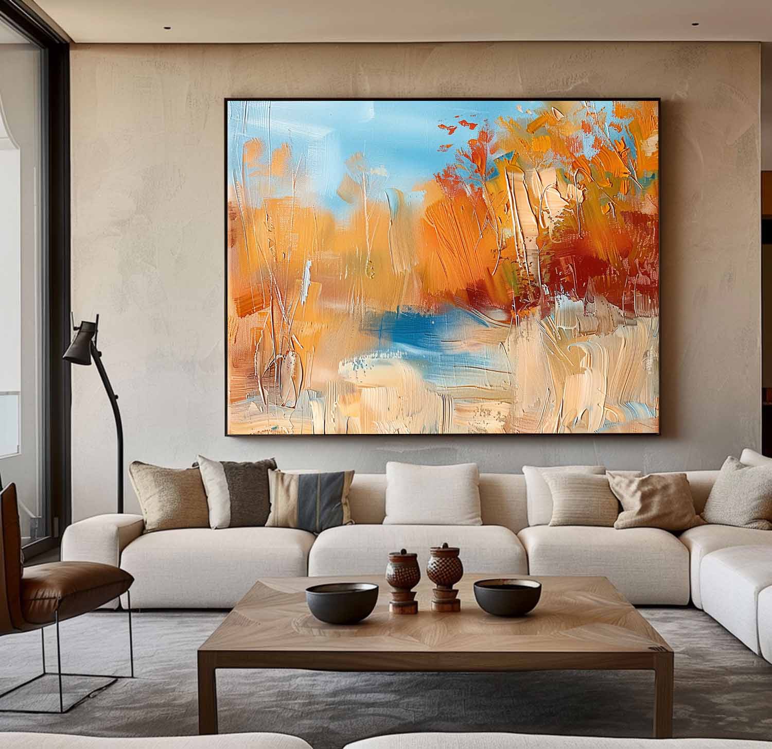 Wall Art Abstract Decor Landscape Impasto Autumn