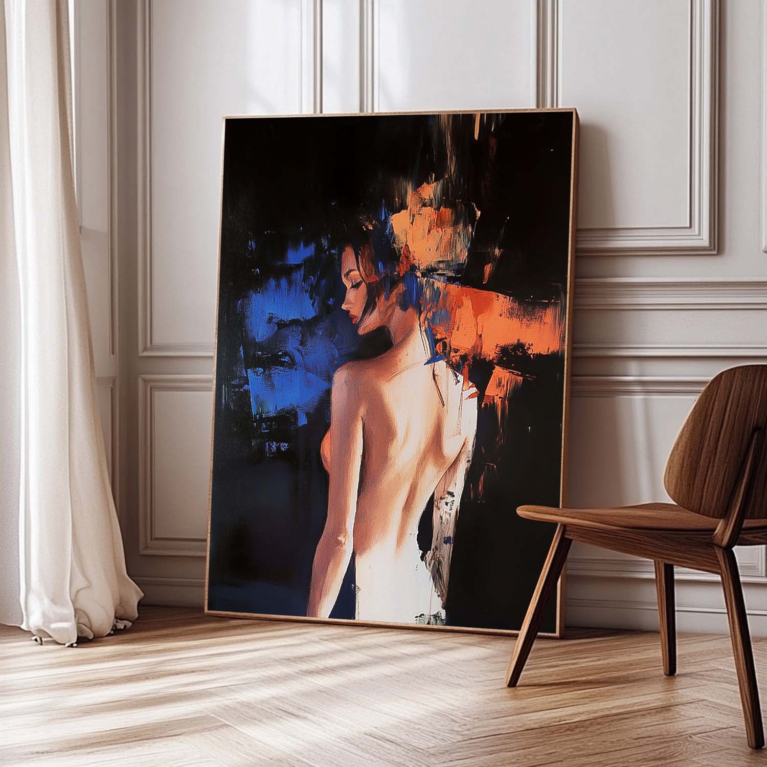 Wall Art People Blue Orange Color Block Sexy