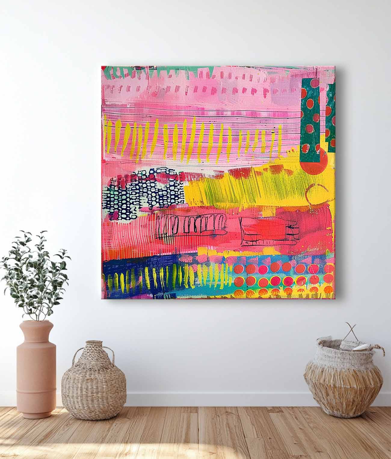 Wall Art Abstract Mixed Media Collage Bohemian