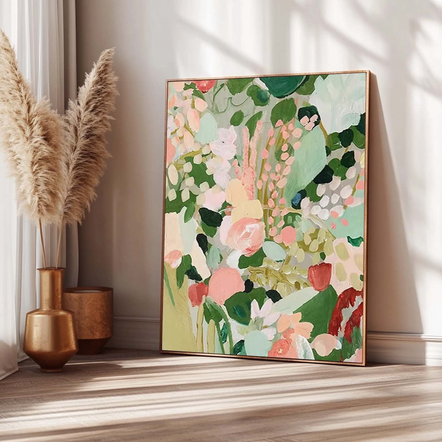 Soft Pastel Floral Field Oil Painting Modern