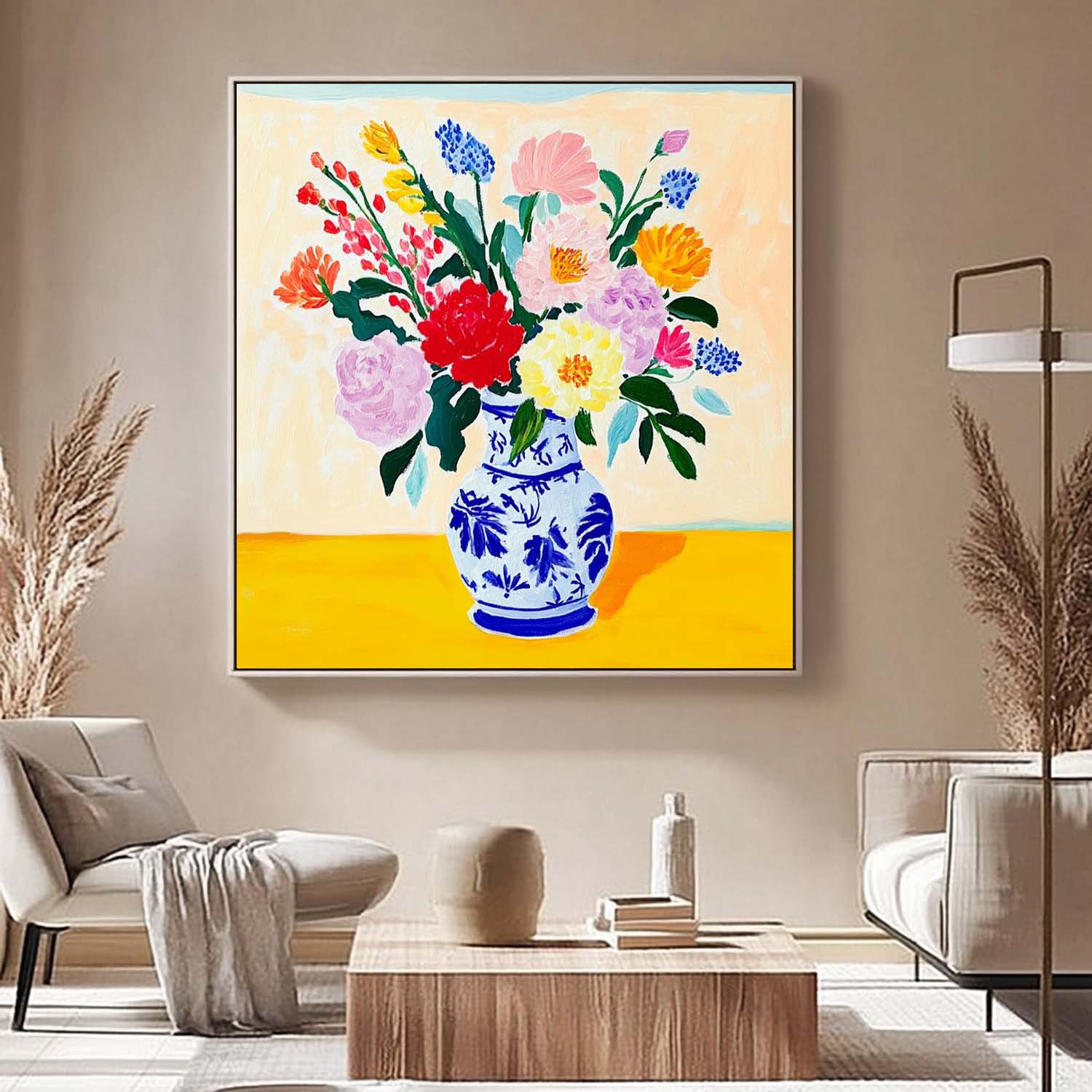 Wall Art Flower Vibrant Tropical Oriental