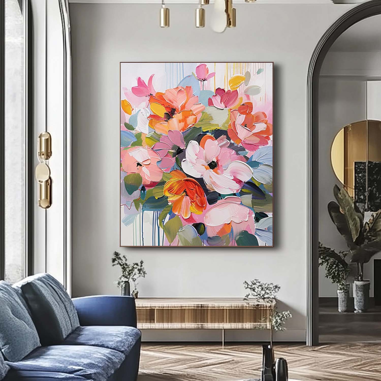 Rich‑Hue Textured Spring Floral Wall Art