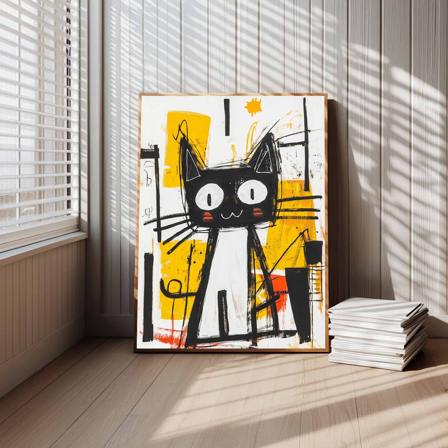 Abstract Black And White Cat Pop Art Wall Art