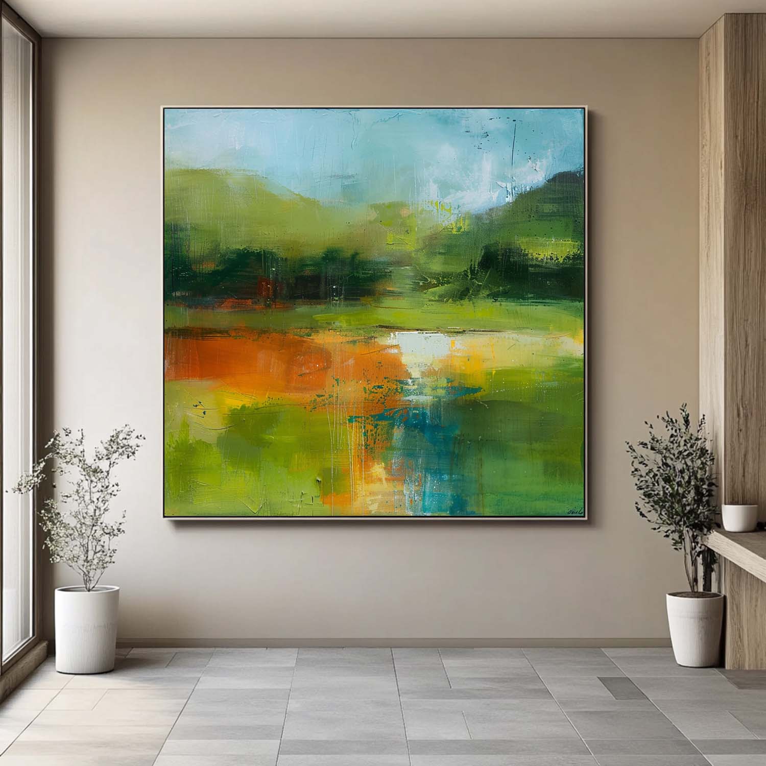 Wall Art Abstract River Landscape Impasto Modern