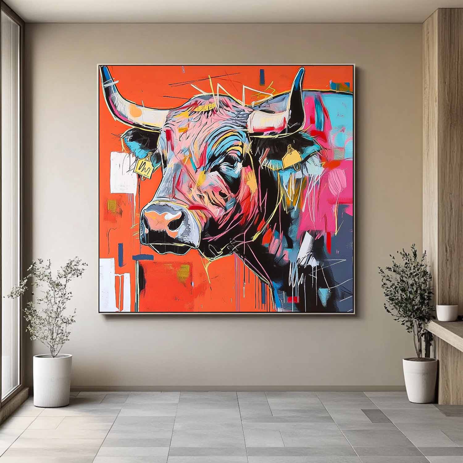 Wall Art Animal Contemporary Abstract Bull