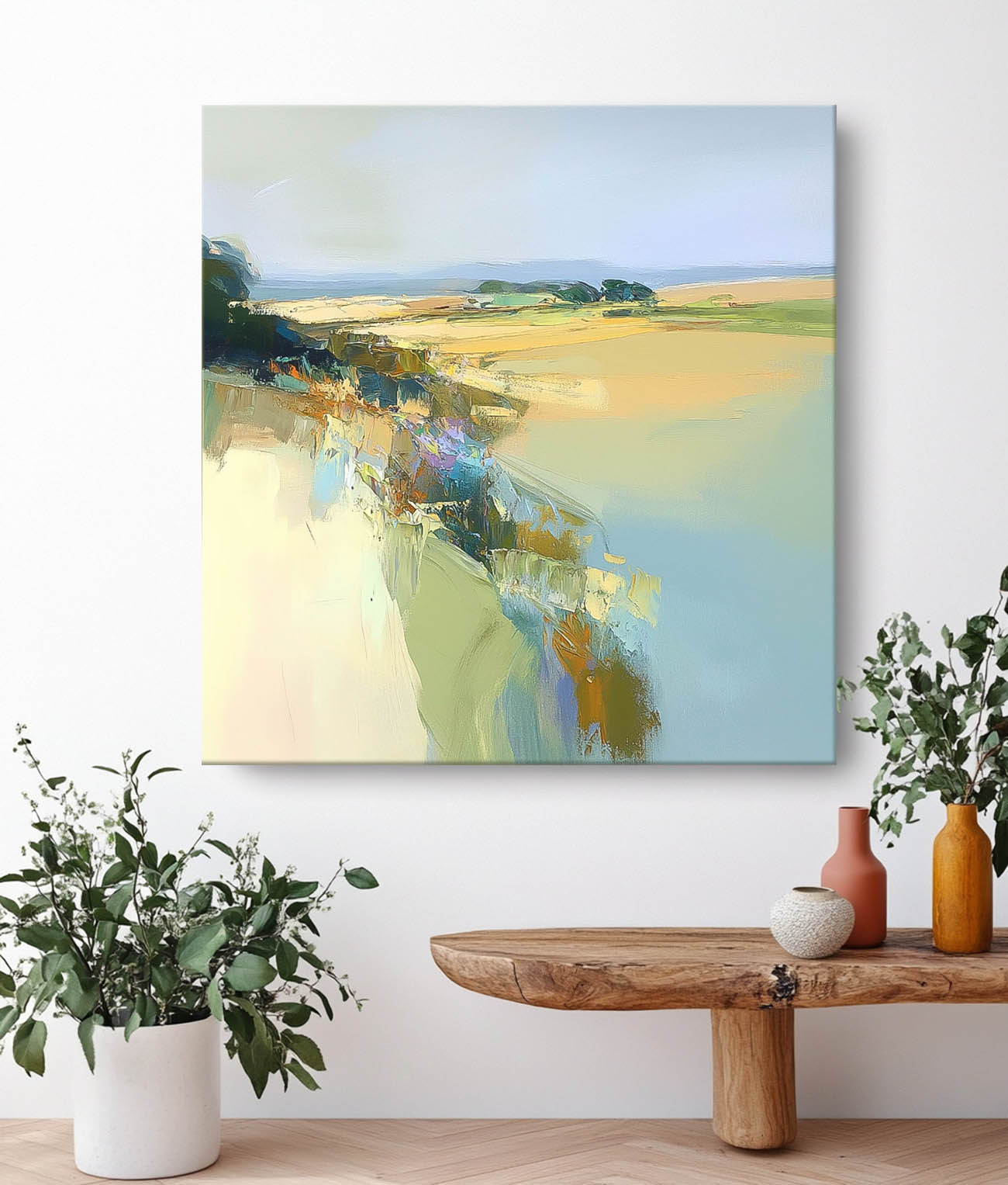 Wall Art Abstract Blocky Brushstroke Decor