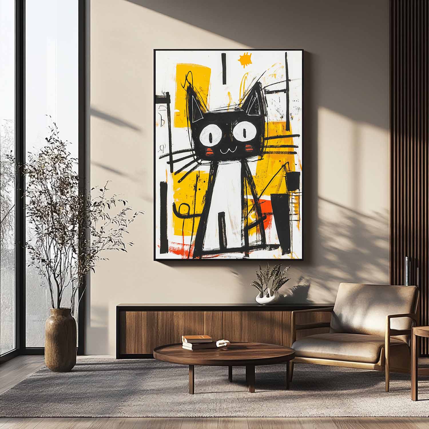 Abstract Black And White Cat Pop Art Wall Art