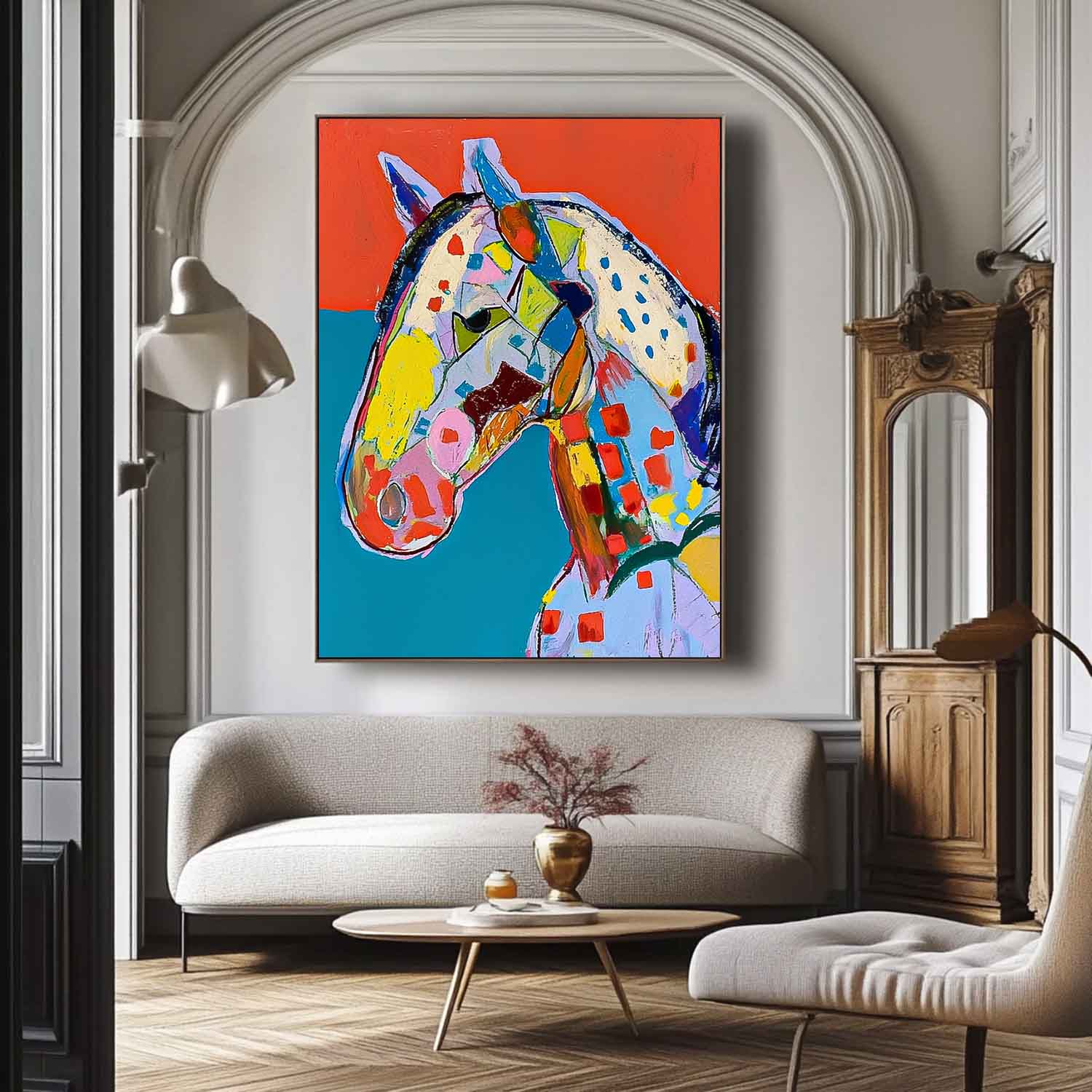Wall Art Animal Geometric Patchwork Horse