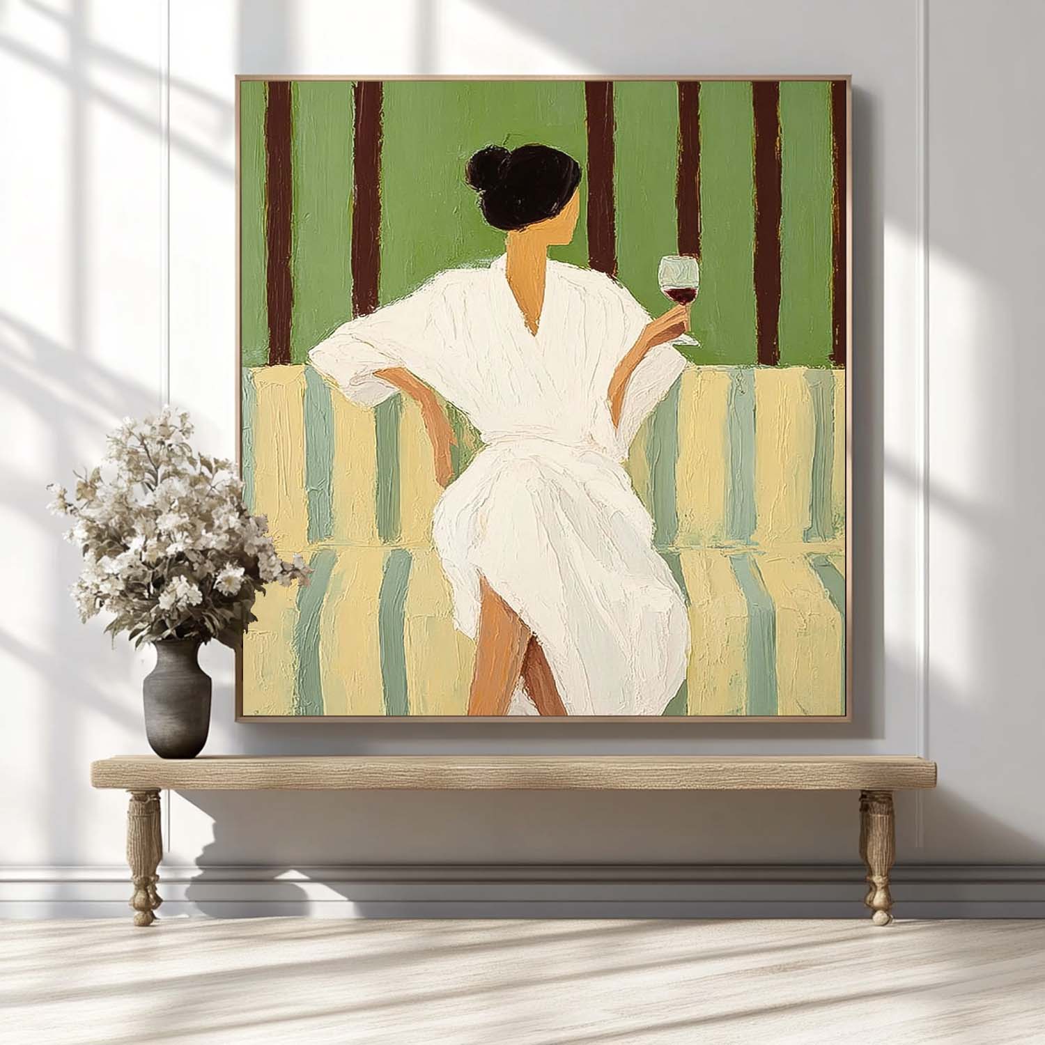 Wall Art Fashion Woman Green White Contemporary