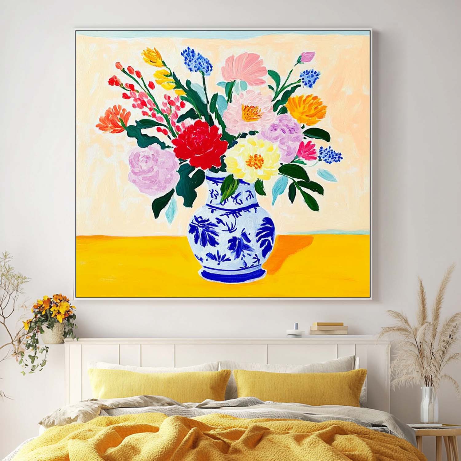 Wall Art Flower Vibrant Tropical Oriental