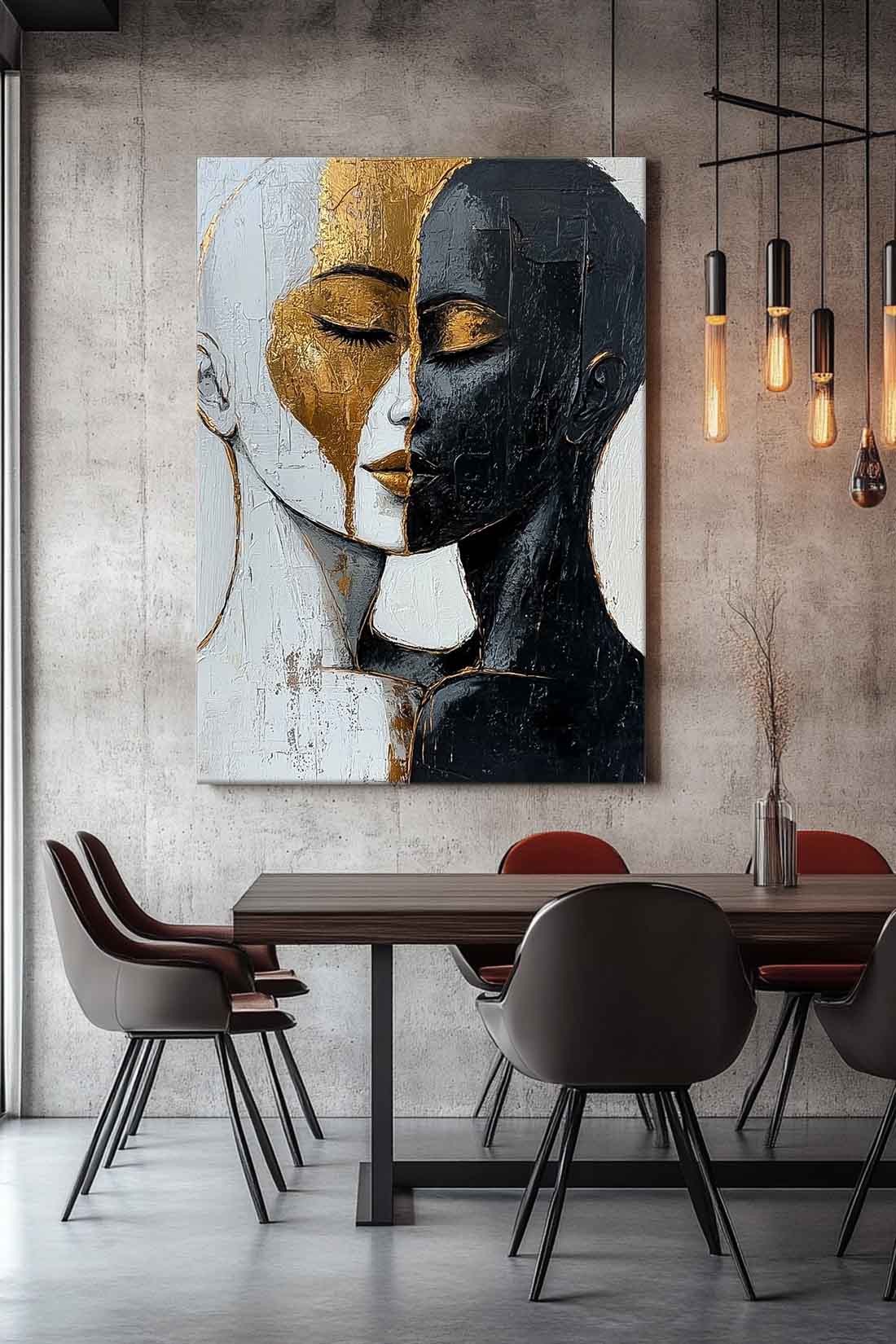 Wall Art People Black Gold Color Block Impasto