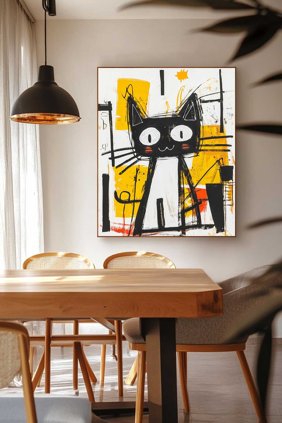 Abstract Black And White Cat Pop Art Wall Art