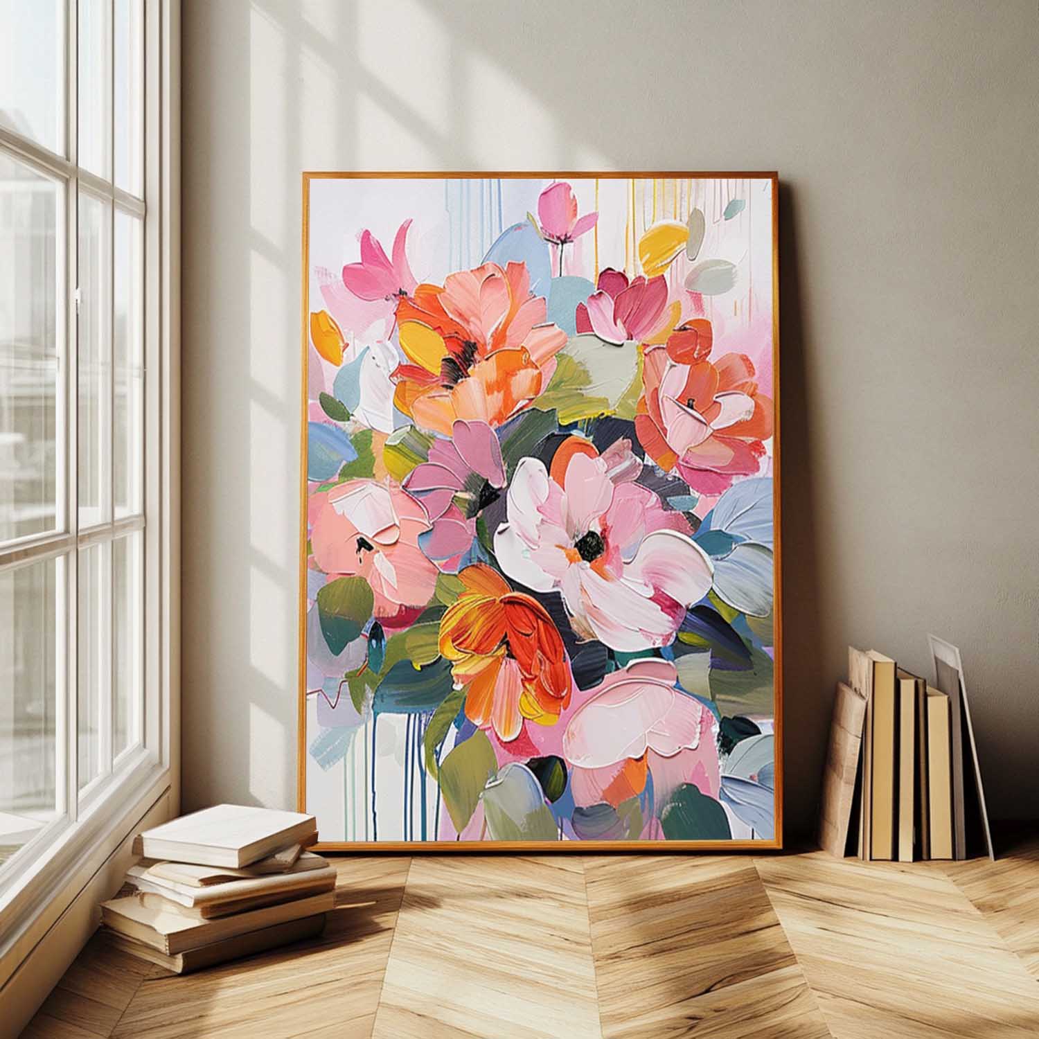 Rich‑Hue Textured Spring Floral Wall Art