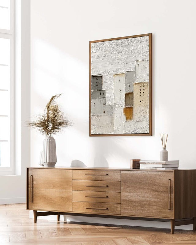 Wall Art Minimalist Cityscape Impasto Neutral