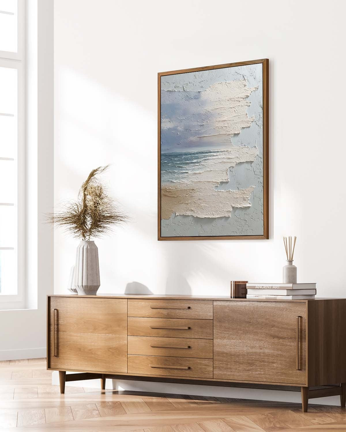PlWall Art Vertical Horizontal Wabi-Sabi Sea Relief Scene Cool Coastal