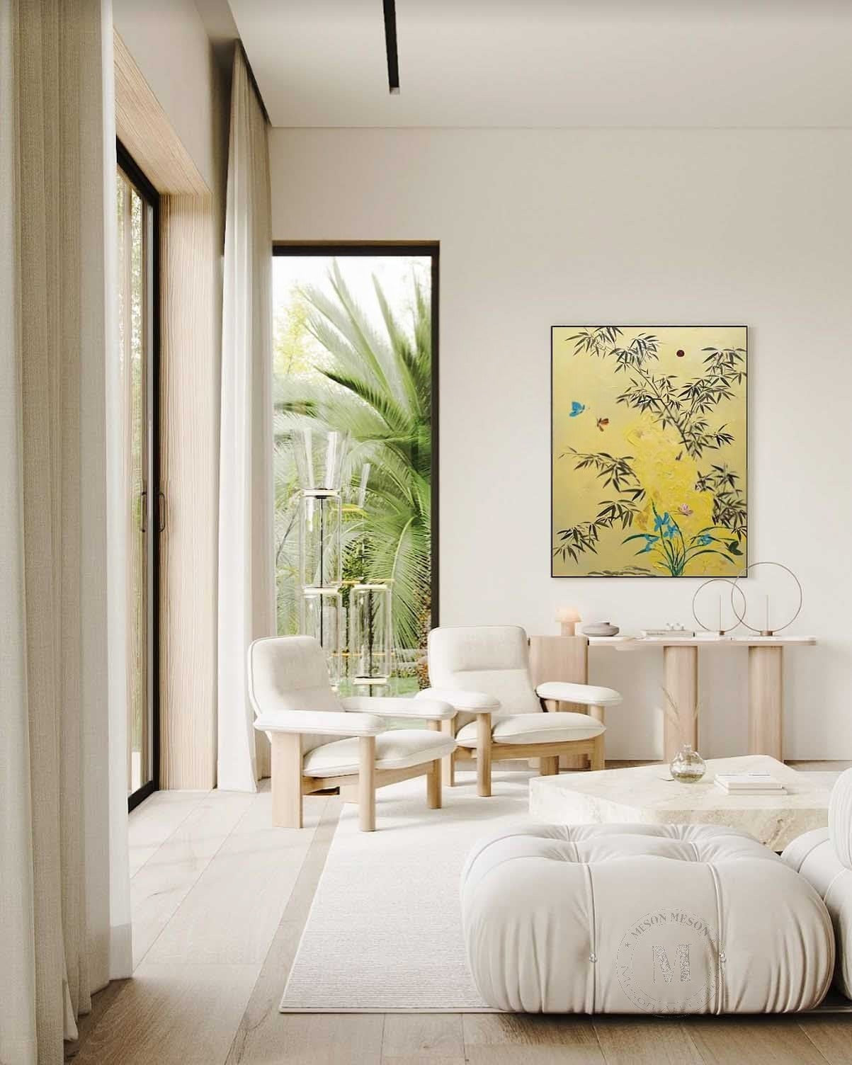 Wall Art Oriental Bamboo Butterfly