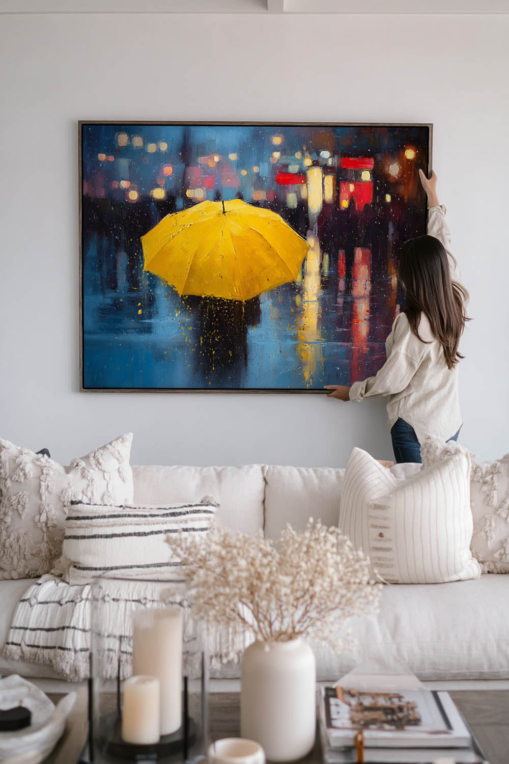 Wall Art People Neo-Impressionist Rainy Cityscape