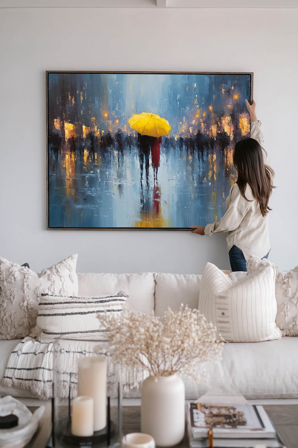 Wall Art People Poignant Romantic Rainy City