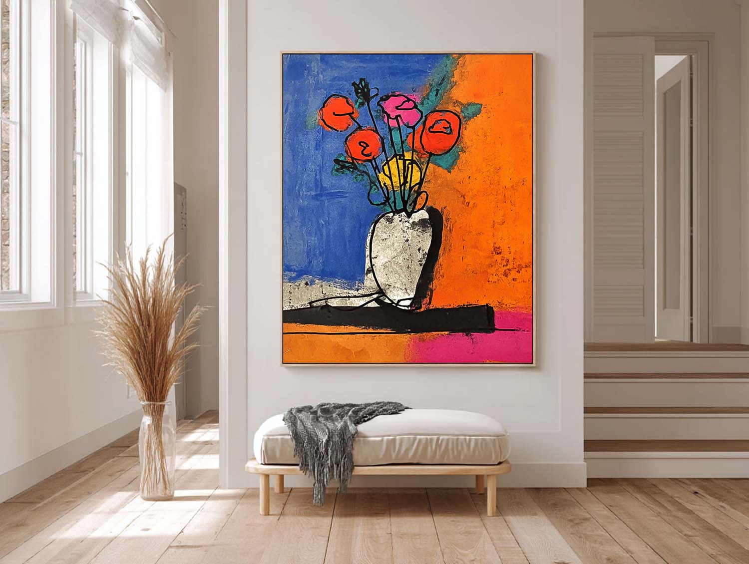 Wall Art Red Poppies in Ceramic Vasea