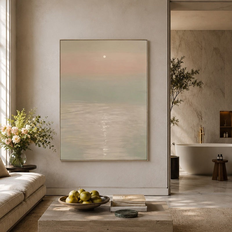 Wall Art Serene Moonlit Water Landscape Minimalist