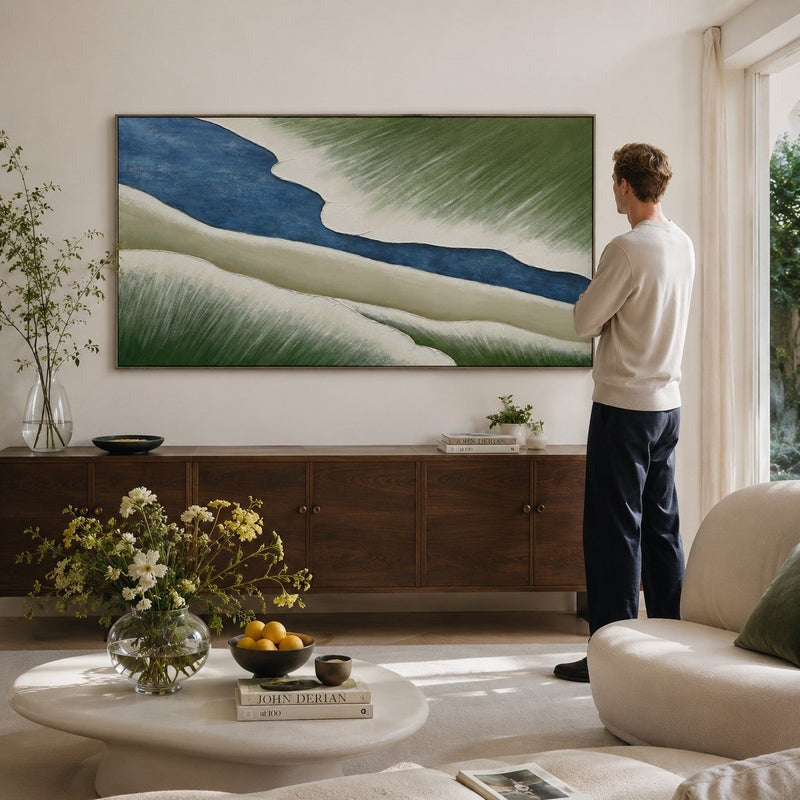 Wall Art Coastal Wave Gradient Texture Oil Painting
