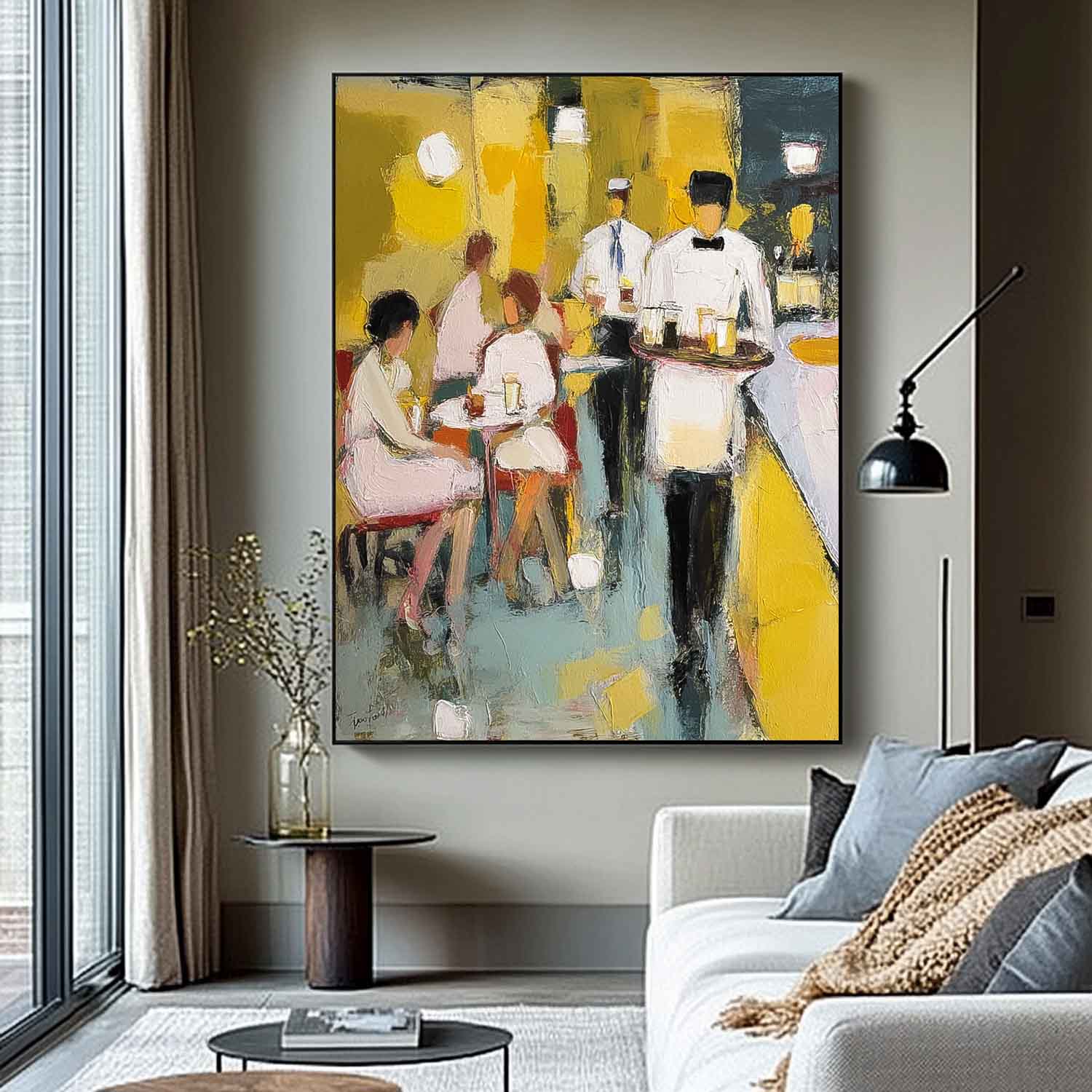 Wall Art People Retro Diner Waiter Scene