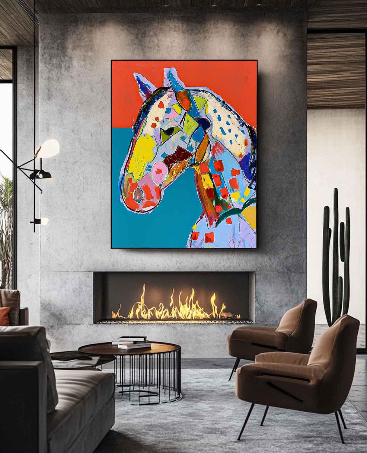 Wall Art Animal Geometric Patchwork Horse