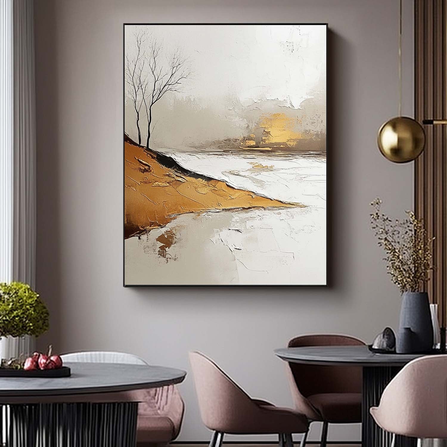 Wall Art Minimalist Riverside Landscape Winter
