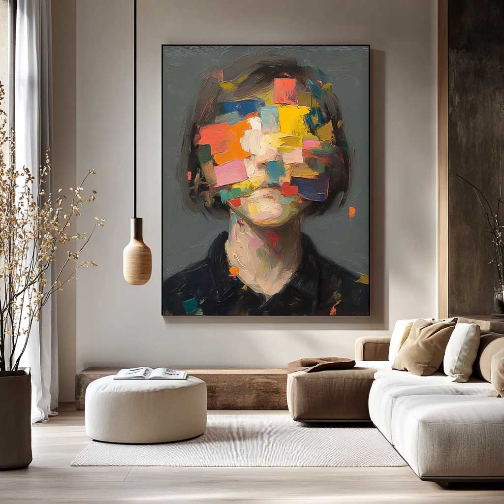 Wall Art People Impasto Abstract Block Vibrant