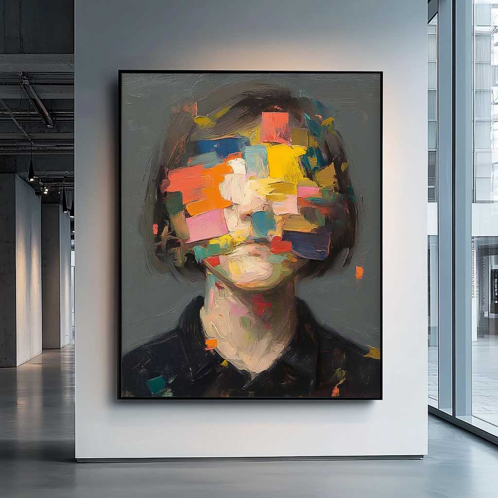 Wall Art People Impasto Abstract Block Vibrant