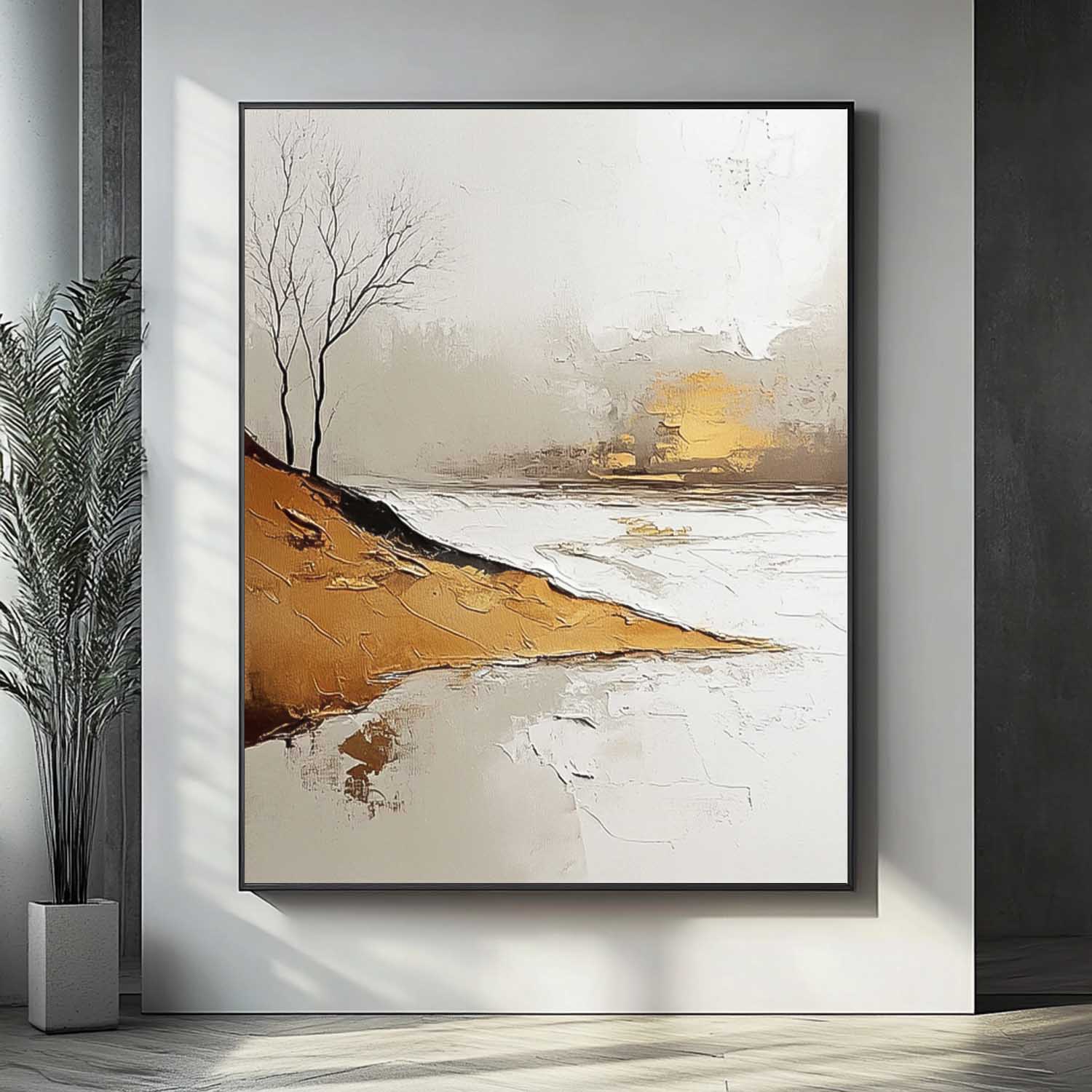 Wall Art Minimalist Riverside Landscape Winter
