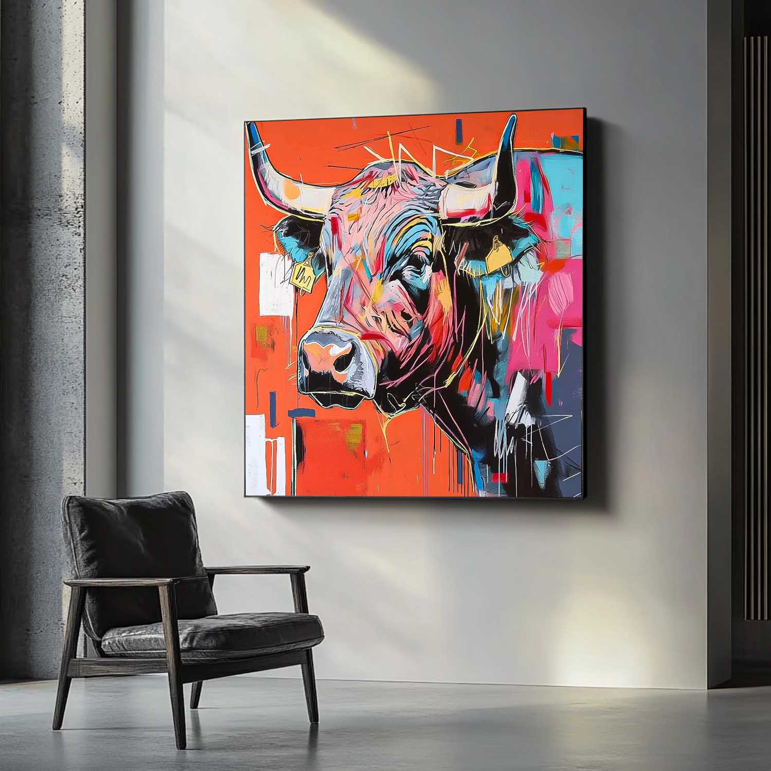Wall Art Animal Contemporary Abstract Bull