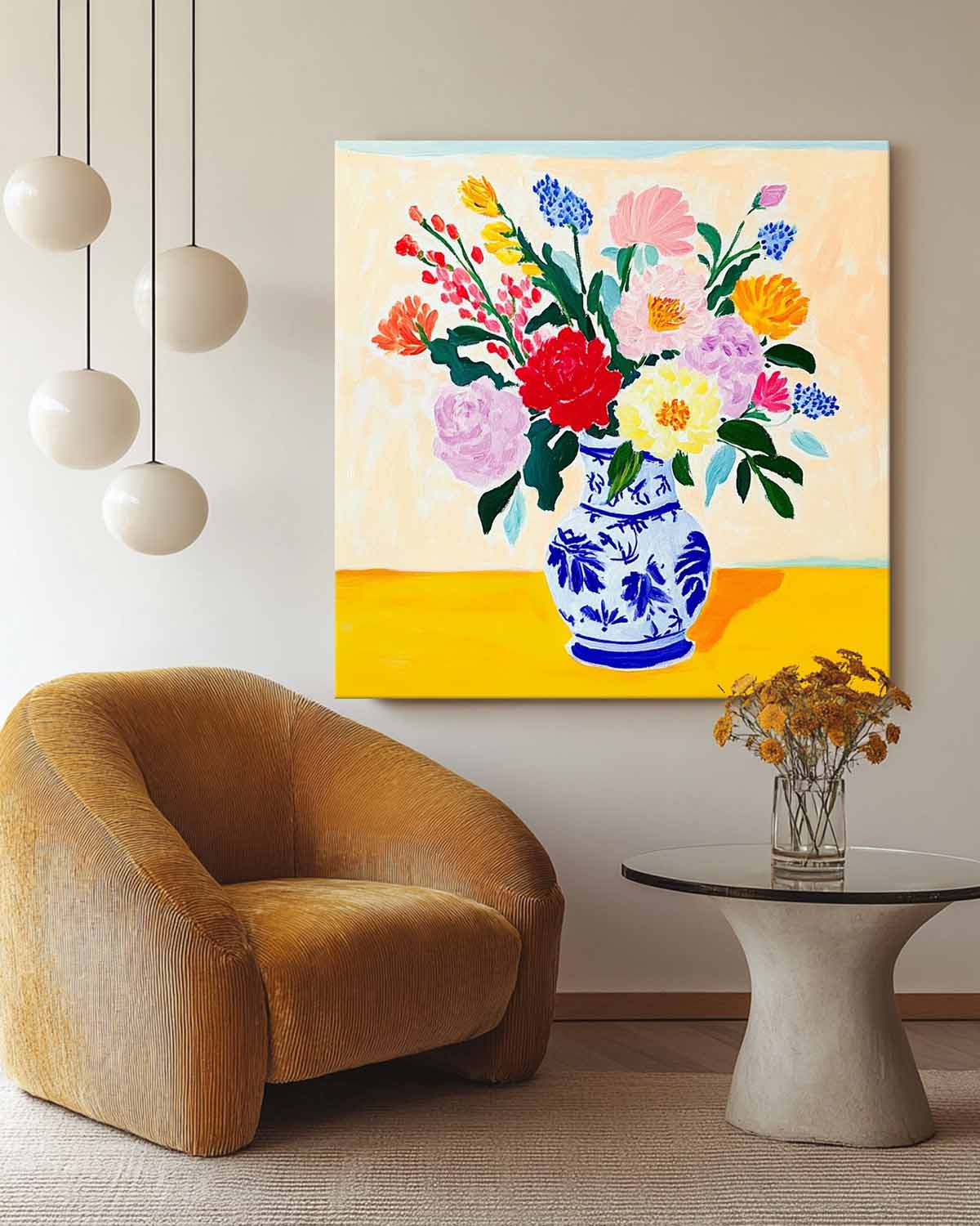Wall Art Flower Vibrant Tropical Oriental