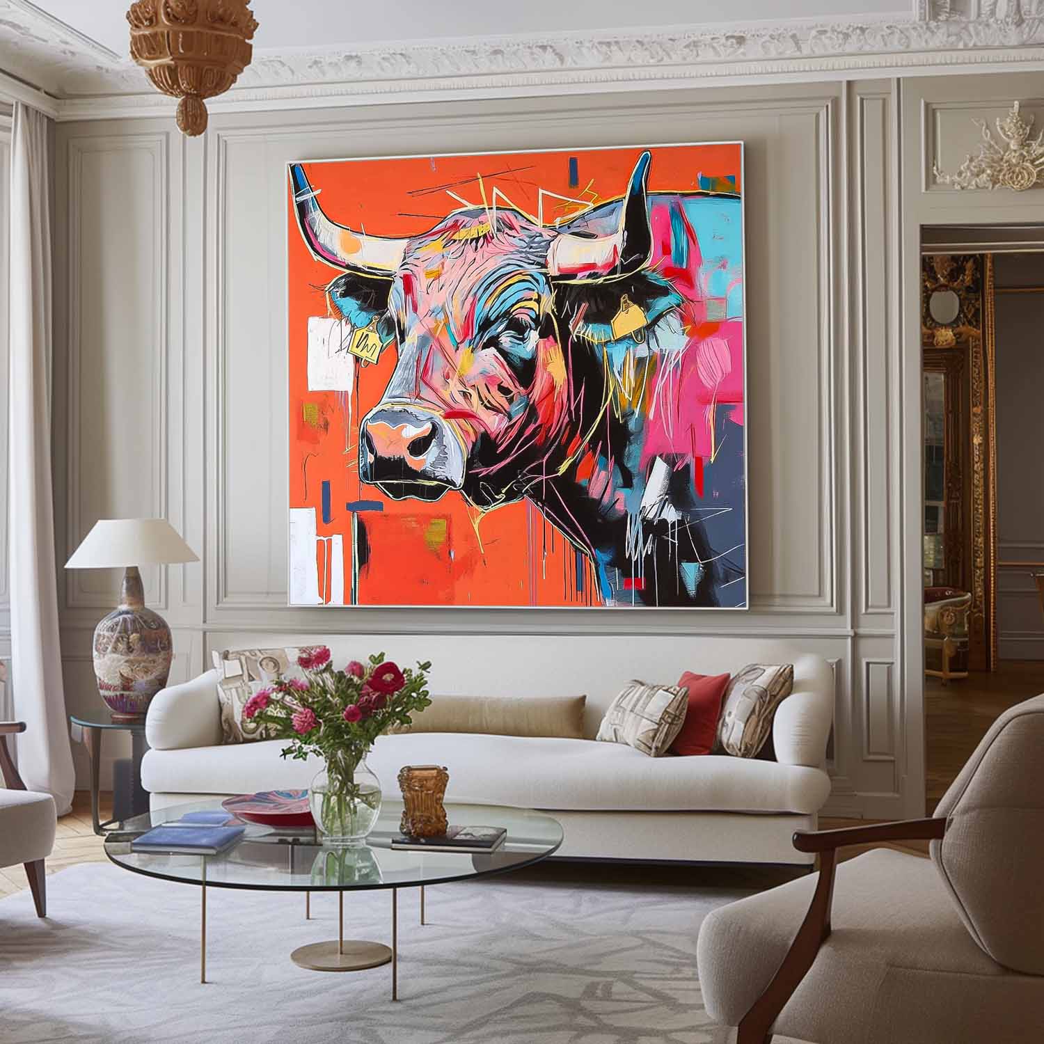 Wall Art Animal Contemporary Abstract Bull