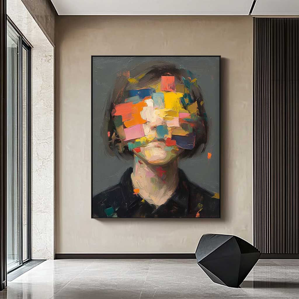 Wall Art People Impasto Abstract Block Vibrant