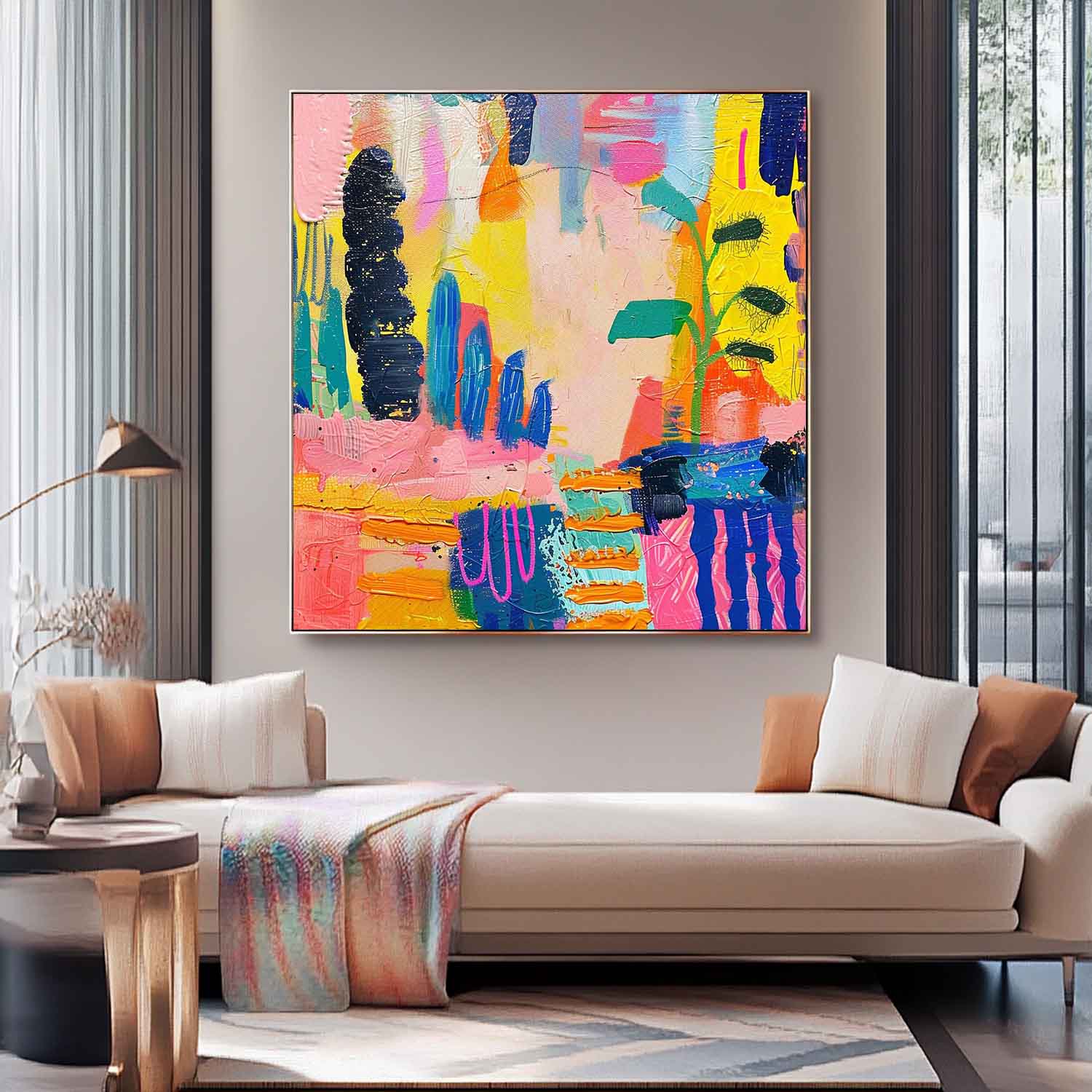 Wall Art Abstract Tropical Plant Playful