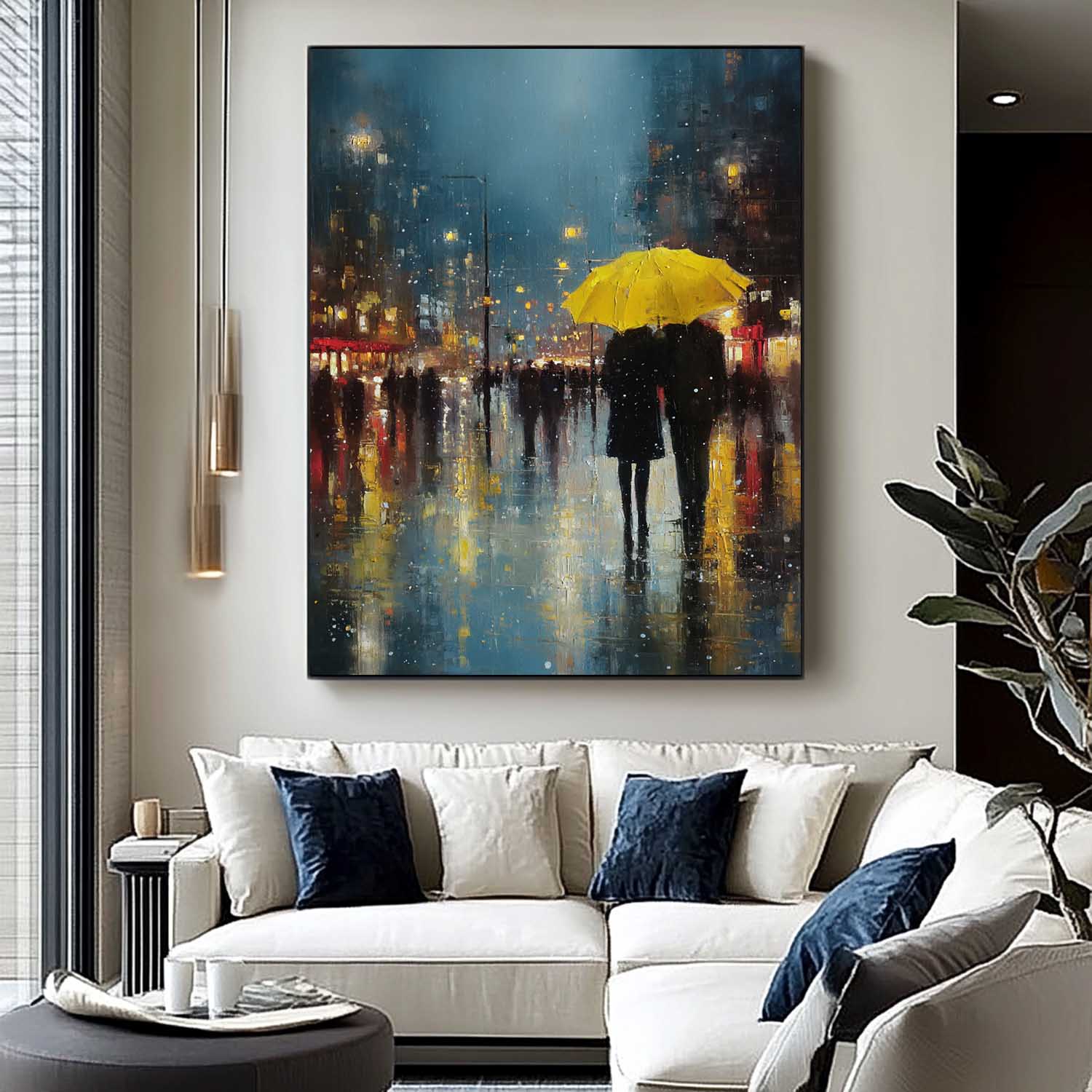 Wall Art People Romantic Rainy City Lyrical