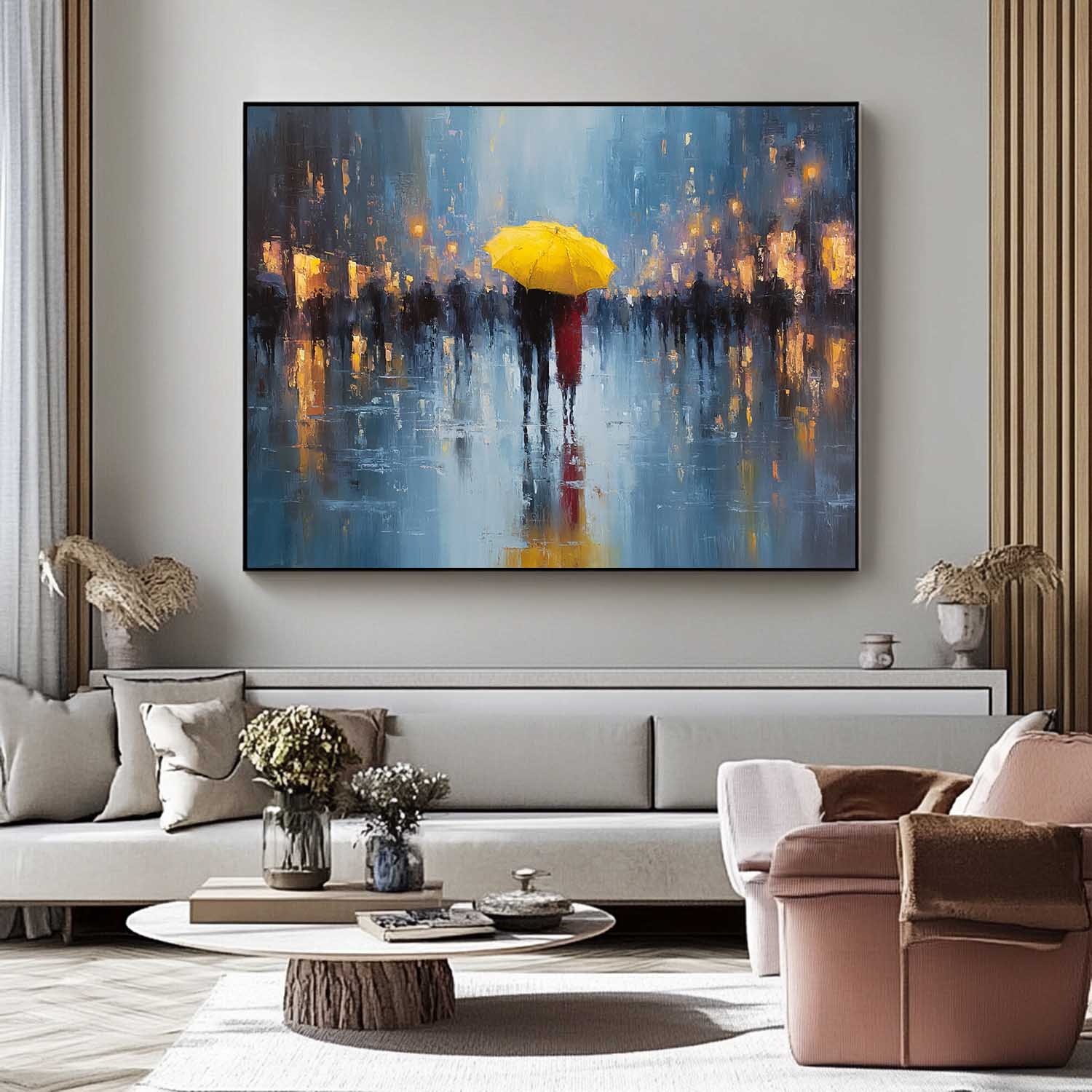 Wall Art People Poignant Romantic Rainy City