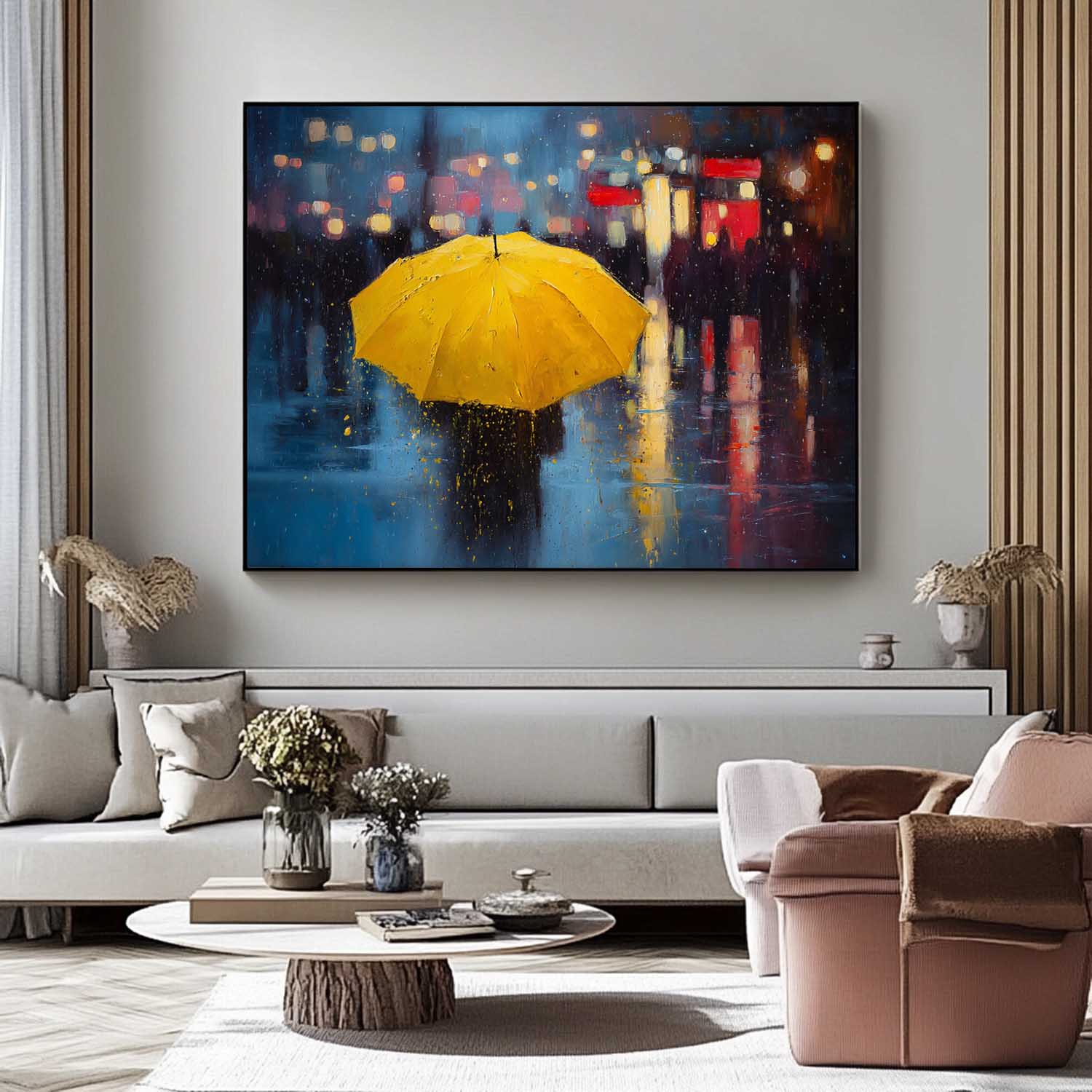 Wall Art People Neo-Impressionist Rainy Cityscape