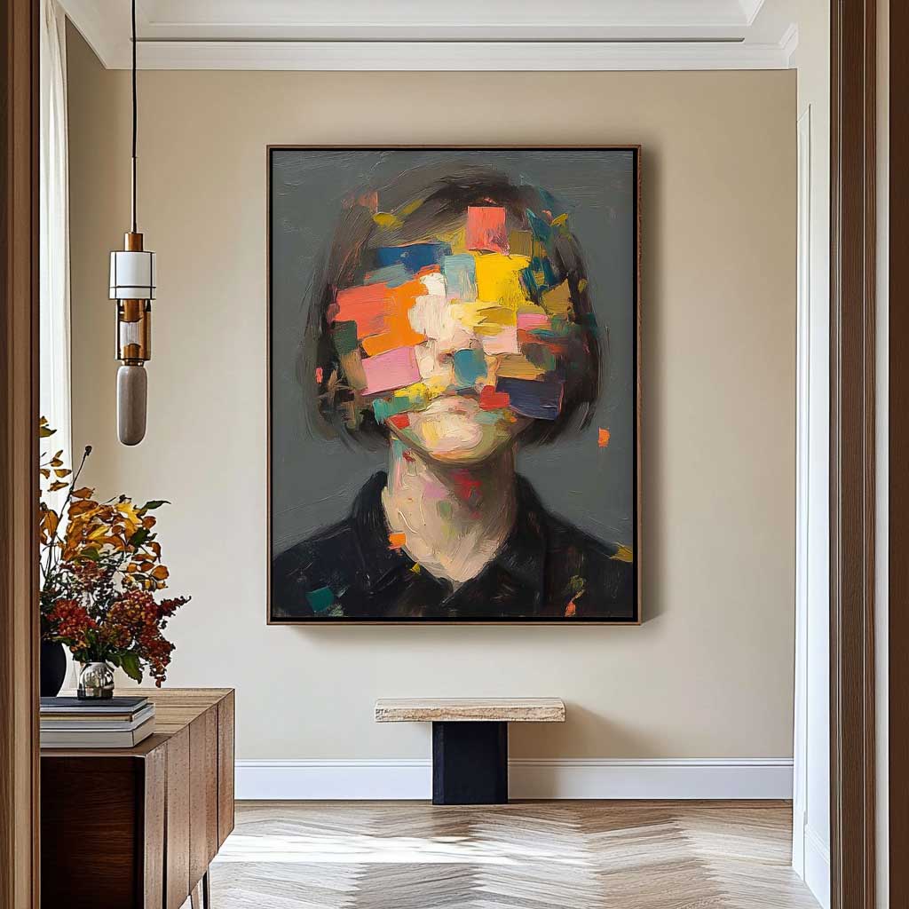 Wall Art People Impasto Abstract Block Vibrant