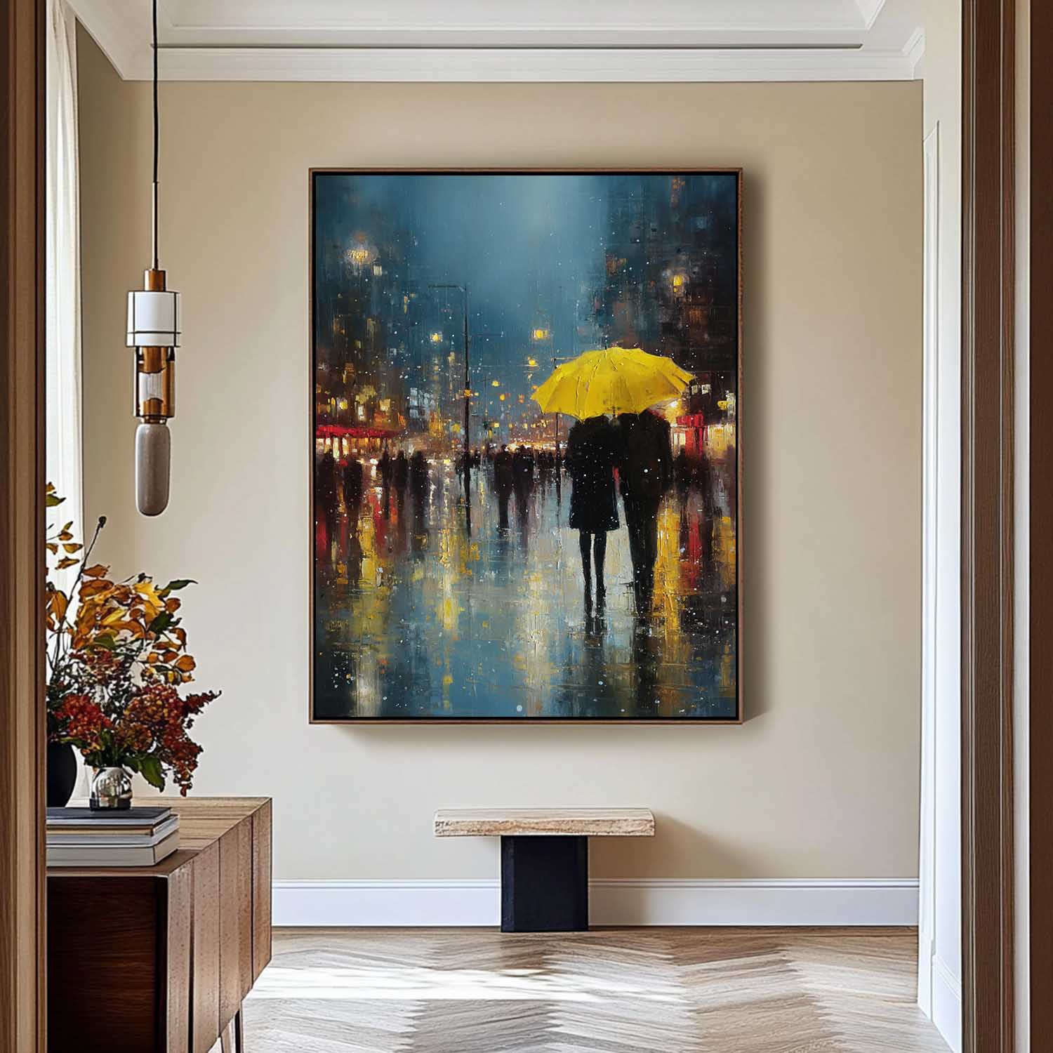 Wall Art People Romantic Rainy City Lyrical