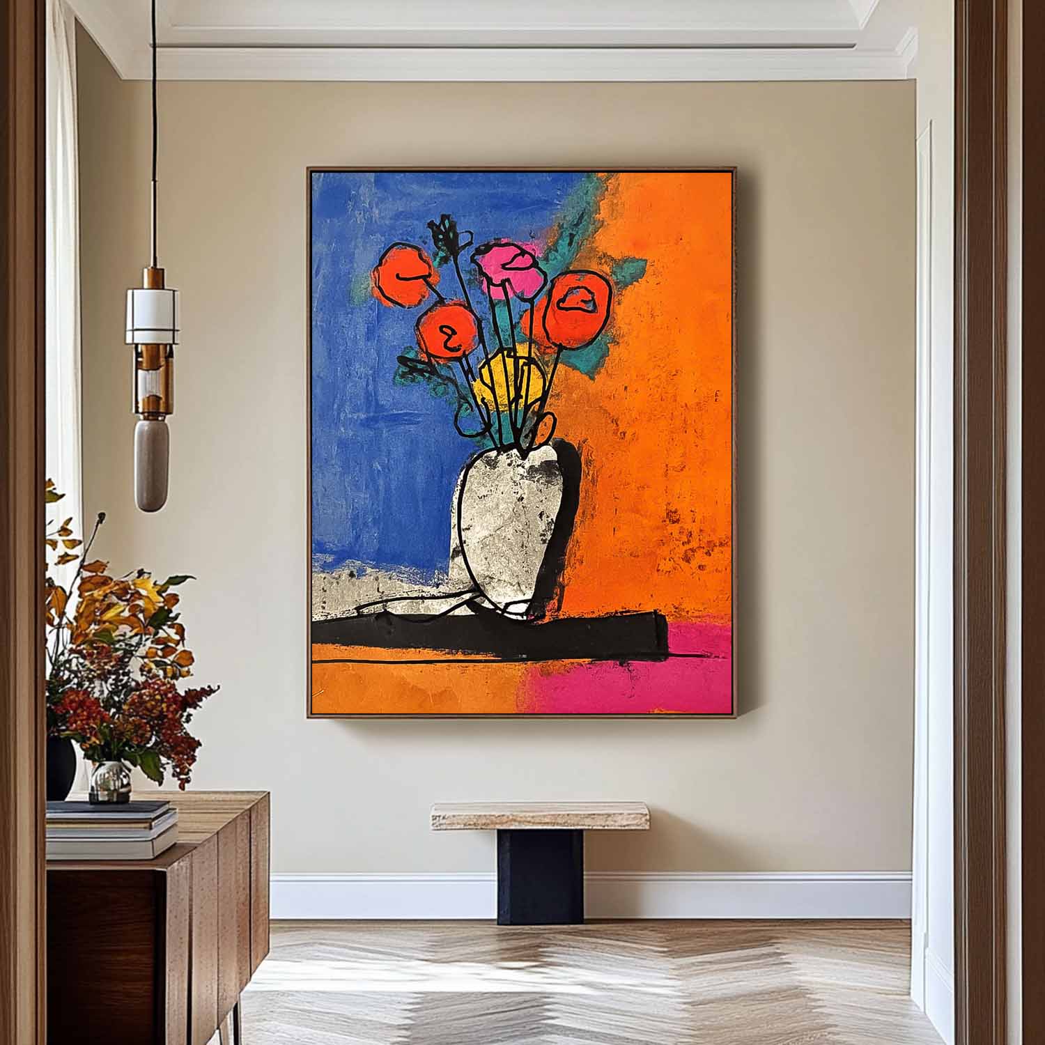 Wall Art Red Poppies in Ceramic Vasea