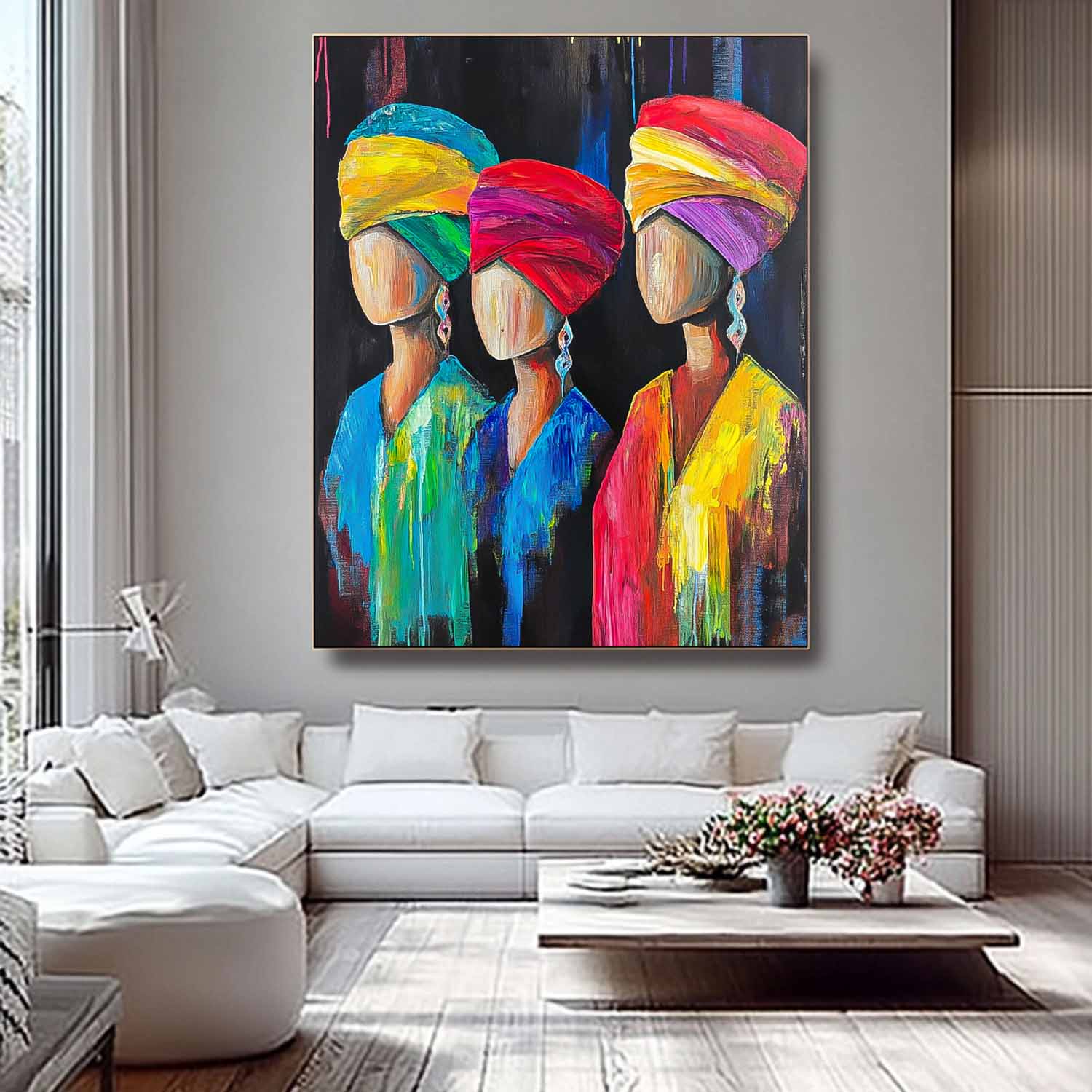 Wall Art People Abstract Geometric Headwrap